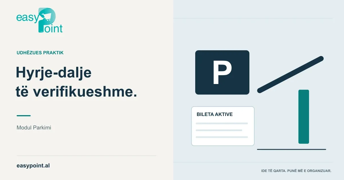 Dy korsi parkimi me bileta aktive dhe një panel kontrolli për operatorin.