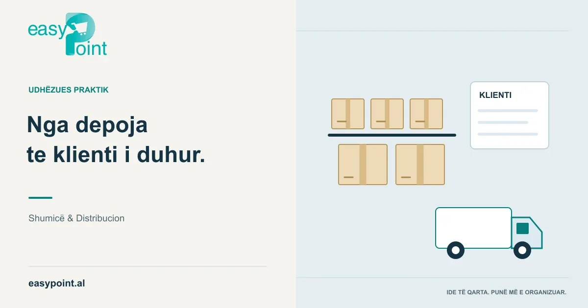 Depo, kuti malli dhe automjet shpërndarjeje me listë çmimesh për klientin.